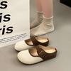 Chinelos Novos Fechados Versáteis 2024 Estilo Coreano Retrô Cor Blocada Japonesa com Solado Macio para Mulheres, Meio-Chinelos Fofos e Peculiares Estilo Birkenstock para Uso Externo