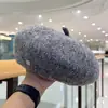 Boina de Lã Nuvem Grande Feminina Outono e Inverno Estilo Coreano Retrô Doce Versátil Afina o Rosto Chapéu de Artista Tendência