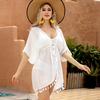 Directo de fábrica verano fresco protector solar blanco puro comercio exterior Playa falda de algodón talla única manga larga Borde de loto blusa aire acondicionado