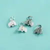 Pingente de Elefantinho Prata de Lei S925 Acessórios Mini Charme de Elefante Fio Trançado Artesanal DIY Pulseira de Cristal Pingente de Elefante