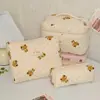 Bolsa de Maquiagem Floral com Suporte em Estoque, Grande Capacidade, Compartimentada, Bolsa de Higiene Pessoal Portátil para Viagem, Bolsa de Armazenamento de Cosméticos Feminina