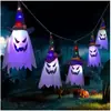 Halloween Transfronteiriço Novo Produto Luz de Chapéu de Fio de Cobre LED Casa Assombrada Atmosfera de Terror Layout Fantasma Mago Chapéu Luz Atacado