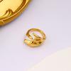 Anel de textura de aço inoxidável ouro 18K aberto moda versátil irregular cauda asas anel ajustável