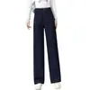 Jeans de cor índigo, modelo de perna larga estreita para mulheres, novo estilo primavera e outono, cintura alta, botão duplo, controle de barriga, modelador, calças soltas de perna reta