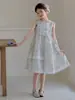 Vestido de Verão Sem Mangas para Meninas, Roupa Infantil, Vestido Colete Floral Estiloso, Estilo Coreano, Moderno e Doce