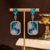 Brincos vintage de luxo com incrustação de diamantes florais para cubos de açúcar, brincos de tarraxa únicos e estilosos, brincos vintage quadrados com incrustação de diamantes