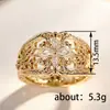 Anel Cao Shi Retrô Europeu Floral Vazado para Mulheres Trevo de Quatro Folhas Zircônia Marquise Joia Estilo Antigo Palaciano