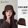 Chapéu de Pescador Retro Japonês Chapéu Plissado de Veludo Cotelê para Mulheres com Grande Circunferência da Cabeça, Chapéu Balde Emagrecedor, Chapéu Cloche Versátil da Moda