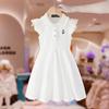 Vestido de verão estilo coreano para meninas Vestido casual Crianças grandes 2024 Novo estilo elegante gola de boneca sem mangas vestido de princesa elegante