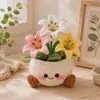 Flores Artificiais de Lã Crochê Feitas à Mão, Tulipas, Plantas Suculentas, Enfeites Tecidos de Flores Artificiais, Pequenos Enfeites de Mesa