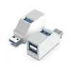 Mini hub USB de expansão portátil em liga de alumínio com 3 portas USB 3.0 e 2.0 em linha