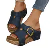 Sandalias de playa con hebilla de suela gruesa transfronterizas para mujer, nuevo estilo de verano 2026, sandalias tipo chancla casual con plataforma talla grande 43