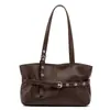 Bolsa Feminina Estilo Coreano Estilo Preguiçoso 2025 Inverno Nova Versátil Grande Capacidade Decoração de Cinto Fashionable Bolsa de Ombro para o Dia a Dia