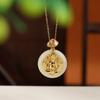 Yilu plata S925 plata esterlina chapado en oro jade Hetian ocho dioses guardianes colgante hebilla de la paz retro estilo nacional colgante Ruyi