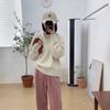 Suéter de Lana 100% con Cuello en V para Mujer Otoño e Invierno Suelto Suave Ceroso Cuello Bajo Engrosado Base Suéter Casual Top de Lana Holgazán