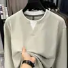 Sudadera popular de manga larga para hombre, engrosada, nuevo estilo otoño e invierno, diseño simple, imitación de dos piezas, sudadera básica versátil para hombre, en stock