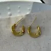 Pendientes de Aro Únicos de Diseñador Retorcidos Brillantes en Forma de C para Mujer, Pendientes Versátiles Simples y Elegantes de Moda