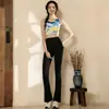 Lindo Conjunto de Yoga com Calça Flare para Mulheres, Novo Modelo 2026, Roupas de Alta Qualidade para Treinamento de Pilates, Dança e Fitness