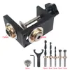 Localizador de Taladro Tres en Uno Abridor de Agujeros para Conector de Tarugo de Mueble Herramienta de Taladrado para Carpintería para Unir Tableros