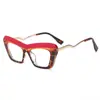Gafas europeas y americanas nuevas anti-luz azul para mujer, montura TR ojo de gato, patillas metálicas, gafas de protección ocular, color de contraste, se pueden equiparar con montura para miopía