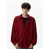 Camisa de Manga Larga con Hebilla Metálica y Parches Falsa de Dos Piezas para Hombre Otoño Talla Grande Moderna Holgada Rebelde Fresca Top Pulóver
