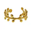 Anillo de Hoja Liso Estilo Ins Vintage para Mujer Anillo Apilable de Oro con Hoja de Olivo Anillo Ajustable de Acero de Titanio con Apertura