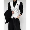 Colete de Terno Dkjk Jovem Branco Slim Fit Versátil de Alta Qualidade Unissex para Homens e Mulheres Colete sem Mangas