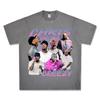 Camiseta Vintage Hip-Hop Chris Brown Chris Brown Estampada de Manga Curta Moletom Pesado com Capuz de Manga Longa