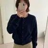 Abrigo cárdigan de punto suave, redondo, de lana 100%, retro, de alta gama, para mujer, Otoño 2026, nuevo, simple, corto