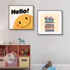 Cara Sonriente Ama Leer Dormitorio Mesita de Noche Pintura Decorativa Curativa Dibujo Animado Habitación Infantil Pintura de Pared Habitación Niño Niña Pintura Colgante