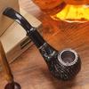 Changfeng Pipa de Ciruelo Negro Pipa Portátil para Hombre a la Antigua Pipa de Tabaco Varilla Filtro Microporoso Bolsa para Tabaco Pipa Cazoleta de Metal