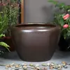 Vaso Cerâmico Grande para Pátio Vaso Coletor de Água Vaso de Lótus Tigela Vaso de Lótus e Lírio d'Água Tanque de Peixes Método Antigo Bacia de Tesouro Pode ser Combinado com Base de Madeira Maciça