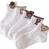 Calcetines Cortos Deportivos Casuales de Oso Blanco con Letras para Mujer de Verano al por Mayor Cortos Invisibles Absorbentes de Sudor