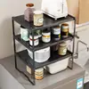 Estante de almacenamiento para encimera de cocina, soporte para ollas extensible, estante de almacenamiento multifuncional para microondas y olla arrocera para el hogar