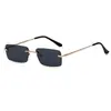 Nuevas gafas de sol sin montura de moda, montura metálica cuadrada pequeña de moda, gafas de sol para mujer estilo Hong Kong, gafas populares personalizadas transfronterizas