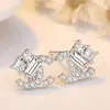 Pendientes de Aguja de Plata de Ley para Mujer, Pendientes de Letra C Doble con Circonita y Diamante, Pendientes de Nicho de Moda y de Alta Gama en Stock
