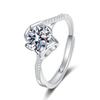 Anel de moissanite de simulação ao vivo vermelho de mão rápida transfronteiriça net 1 quilate seis garras anel de casamento fábrica atacado