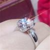 Anel de Diamante Genuíno Estilo Coreano Feminino Banhado a Ouro 18K Novo Anel de Diamante de Simulação Amor Vaca Touro Proposta Noivado Anel de Platina