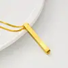 Collar Transfronterizo Europeo y Americano de Acero de Titanio con Colgante Rectangular Tridimensional Personalizado, Colgante Geométrico Creativo para Pareja que se Puede Grabar