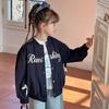 Elmo Beibei Chaqueta para niña con sentido del diseño de estilo coreano, lazo tridimensional, casual, con letras, tipo béisbol, moderna