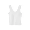 Camisola de Algodão Puro para Liquidação, com Bojo, Nova Peça Versátil Sem Mangas com Decote V para Mulheres
