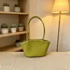 Nova Moda de Férias Estilo Coreano Primavera e Verão Bolsa de Mão Feminina Tecida, Cesta Tote, Bolsa Tote de Ombro Único em Formato de Concha, Bolsa Tecida