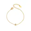 Estilo Minimalista Europeo y Americano Diseño de Nicho Pulsera de Cadena de un Solo Diamante Acero Inoxidable Chapado en Oro Real de 18 Quilates Joyería Transfronteriza