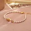 Nuevo Pulsera de Perlas y Calabaza Dorada Cepillada Método Chino Antiguo Lujo Ligero Moda de Gama Alta Exquisito Versátil Adorno de Mano para Mujeres