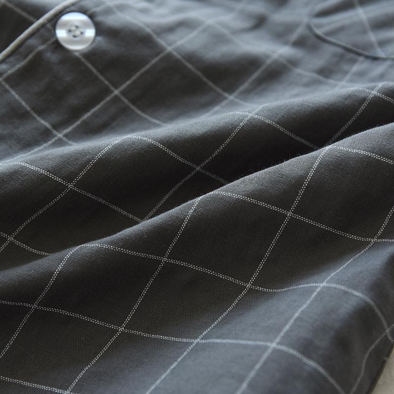 格子纱布短短套装