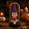 Adorno de calavera en cúpula de cristal para Halloween, sombrero de mago, araña, decoración de fantasma, lámpara de atmósfera festiva de escritorio estilo terror