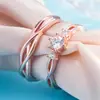 Versión coreana de trémolo plateado con anillo de pareja en oro rosa para hombre y mujer, anillo abierto, joyería japonesa y coreana, anillo de boda sencillo, regalo