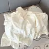 Pijama para Mujer de Verano Nubes Algodón Cardigan Traje 2025 Nuevo Casual Dulce Manga Corta Pantalones Cortos Delgados Ropa de Casa