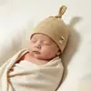 Touca de bebê para primavera, outono e inverno, 0-3 meses, unissex, protege a moleira, touca de algodão puro com camada dupla para recém-nascido