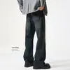 Haoting. Jeans Rectos Holgados Micro-Acampanados Lavados para Hombre, Pantalones Anchos Básicos Casuales y Versátiles de Otoño